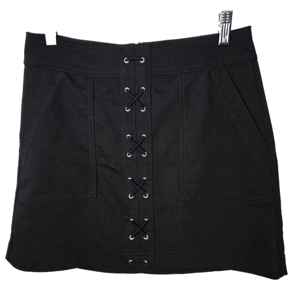 Express Black Mini Skirt Size 4 Pockets Goth Emo Moto Skater Retro Festival